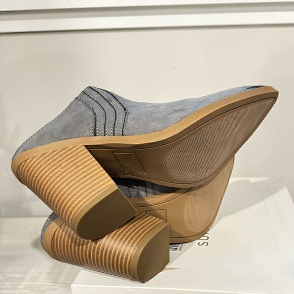 Sun+Stone Womens Deyzaa grey Metallic Pointed Toe Slip-On heels Mules Shoes 8.5 - Picture 7 of 8